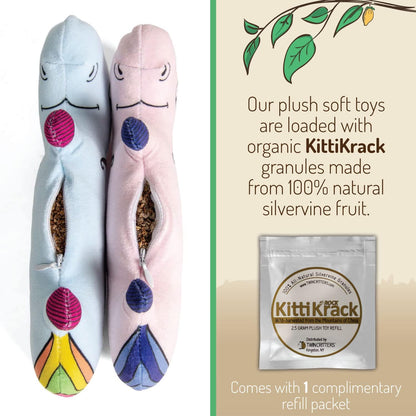 Silvervine Unicorn 2-Pack Organic Catnip Substitute Toys for Cats & Kittens | 100% All-Natural Wild Harvested | 2 Refillable Unicorn Kicker Cat Toys