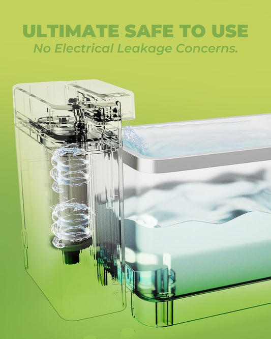 Furbulous 316 Stainless Steel Automatic Water Fountain with Ultrafiltration Tech, 3.3L/112oz Large Bowl, Ultra-Quiet, BPA-Free Dish Two Modes Water Dispenser for Cats/Medium Dogs/Pets (Black)