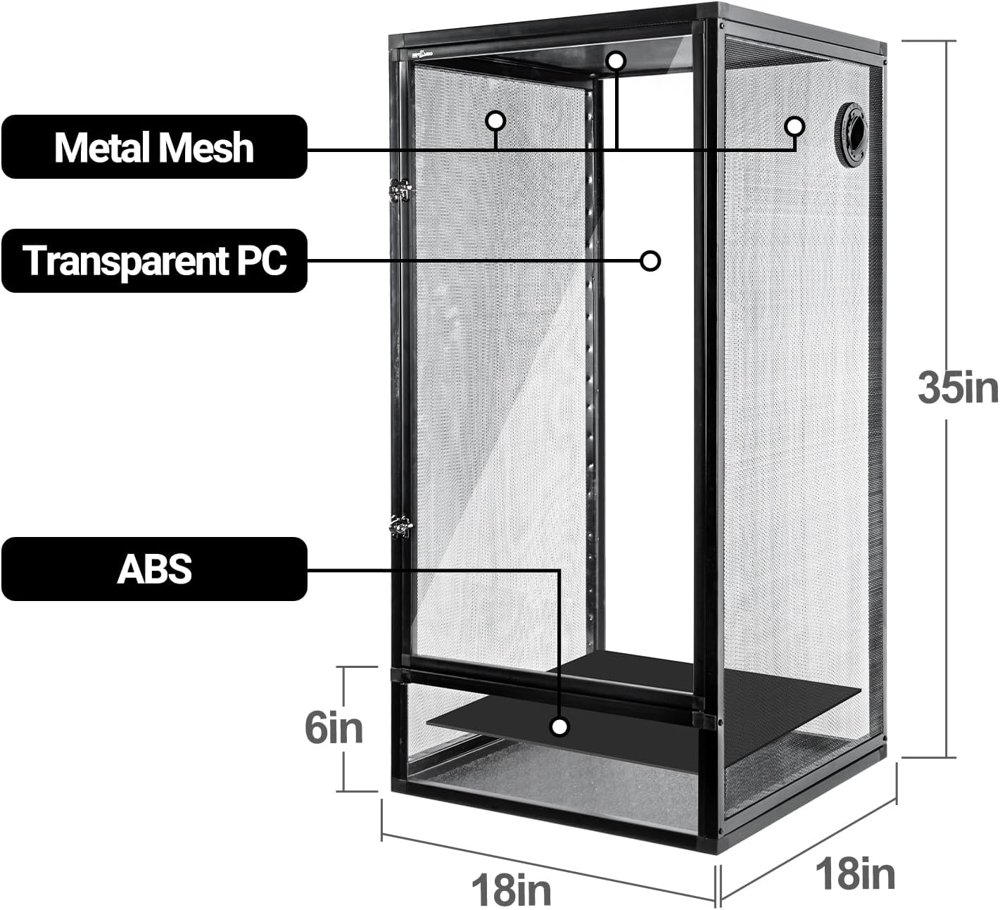 REPTI ZOO 18" x 18" x 36" Front Opening Chameleon Cage with 3-Sided Metal Mesh, 50 Gallon Screen Vertical Terrarium with Background Sticker, Tall Enclosure for Chameleon, Tree Frog, Arboreal Reptiles - Pawvie