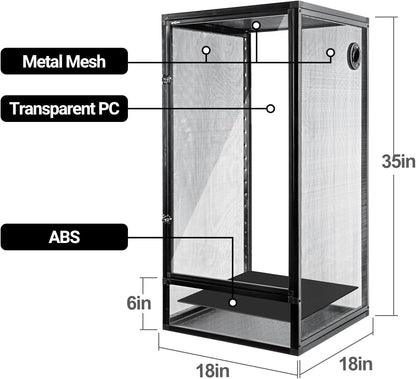 REPTI ZOO 18" x 18" x 36" Front Opening Chameleon Cage with 3-Sided Metal Mesh, 50 Gallon Screen Vertical Terrarium with Background Sticker, Tall Enclosure for Chameleon, Tree Frog, Arboreal Reptiles - Pawvie