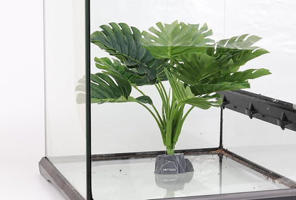 Reptile Fake Plants for Terrarium Decor, Snake Tank Accessories for Leopard Gecko Ball Python Bearded Dragon Crested Gecko Tortoise Frog Lizard Spider - Fake Monstera Plant