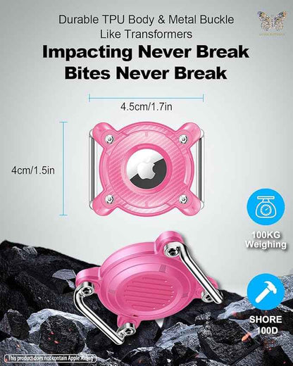 Airtag Dog Collar Holder - IPX8 Waterproof, Removable Metal Buckle Strap, Ultralight Hard TPU, Compatible With Apple AirTag