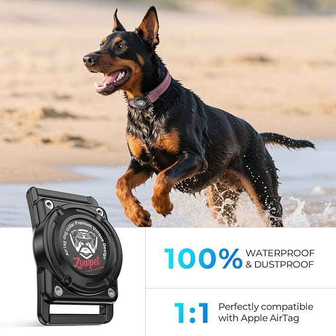 2026 Upgrade Airtag Dog Collar, Reflective Dog Collar with Airtag Holder, IP68 Waterproof| Metal Buckle| Ultra-Durable| Comfortable Padded, GPS Dog Collars for Medium Large Dogs (Pink,L)