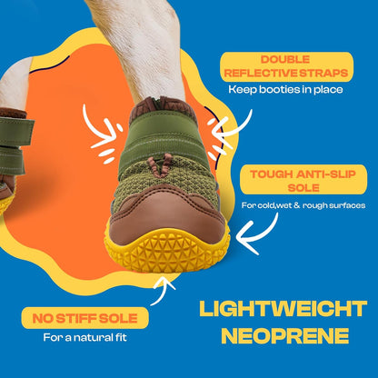 Dog Shoes for Large Dogs, Medium Dog Boots & Paw Protectors for Hardwood Floors, Outdoor Dog Booties for Hot Pavement Winter Snow Hiking, Breathable Dog Shoes with Reflective Strips Size 5
