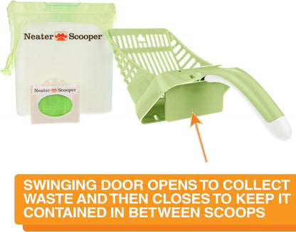 Neater Pet Brands Neater Scooper Standard Cat Litter Scoop, 60 Refill Bags – Mess-Free Cat Litter Scooper with Bag, Spill-Proof Kitty Box Sifter, Bin Doubles as Scoop Holder, For Single-Cat Households