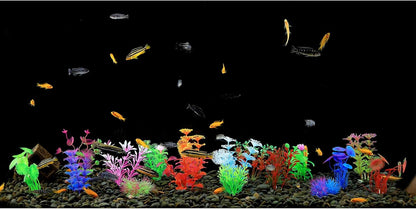 CousDUoBe 17 Pack Fish Tank Plants, Small Aquarium Plants Artificial, Used for Household and Office Aquarium Decoration