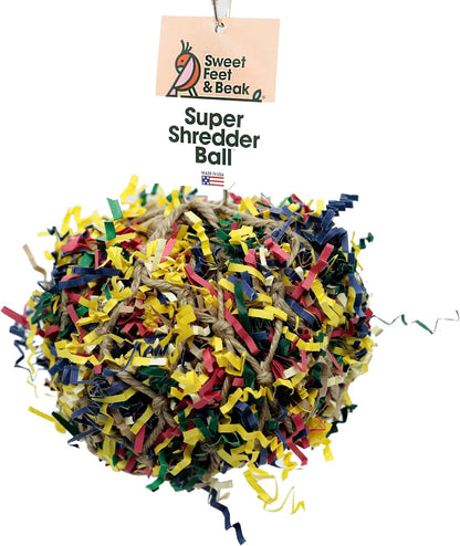 Super Shredder Ball - Bird Cage Accessories to Keep Your Bird Busy Foraging for Hidden Treasures - Non-Toxic, Easy to Install Bird Foraging Toys for Medium Sized Birds - 5 Inch