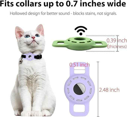 3-Pack AirTag Cat Collar Holder for Apple AirTag 2021, Silicone Air Tag Protective Case for Puppy Dog Collar with Screen Protectors - Pink & Green & Purple