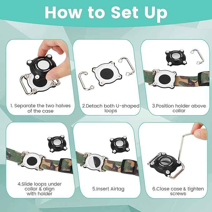 Waterproof Dog Collar Holder for Airtag – Dustproof, Ultra-Durable, Shockproof Case Compatible with Apple Air Tag (Not Included), Anti-Loss GPS Tracker Cover for Pets, Dogs, Cats