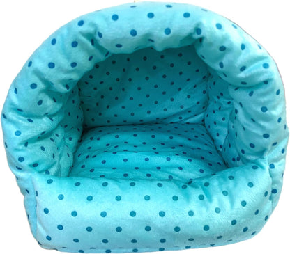 WOWOWMEOW Guinea Pigs Bed,Hamster Bed,Small Animals Warm Hanging Cage Cave Bed (M, Dot- Blue)