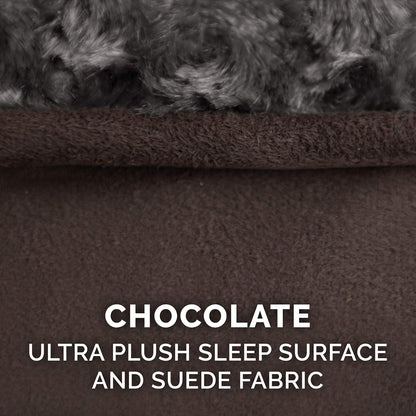Furhaven Orthopedic Dog Bed for Extra Large Dogs w/ Removable Washable Cover, For Dogs Up to 180 lbs - Ultra Plush Faux Fur & Suede Luxe Lounger Contour Mattress - Chocolate, Giant/XXXL