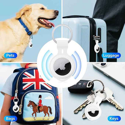 4 Pack for Airtag Case Holder Keychain Silicone for Apple Air Tagholder Waterproof for Air Tags Cover Key Ring Accessories GPS Item Tracker for Luggage Suitcases Pet Dog Cat Collar Bike Keys Car Kids
