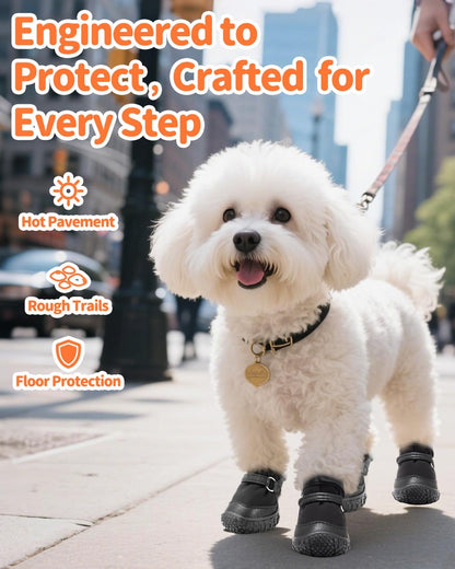 Dog Shoes for Small Dogs, Double Binding Straps Puppy Boots & Paw Protectors for Summer Hot Pavement, Winter Snow Dog Booties with Anti-Slip Rubber Soles for Beach Hardwood Floor Black Size 3