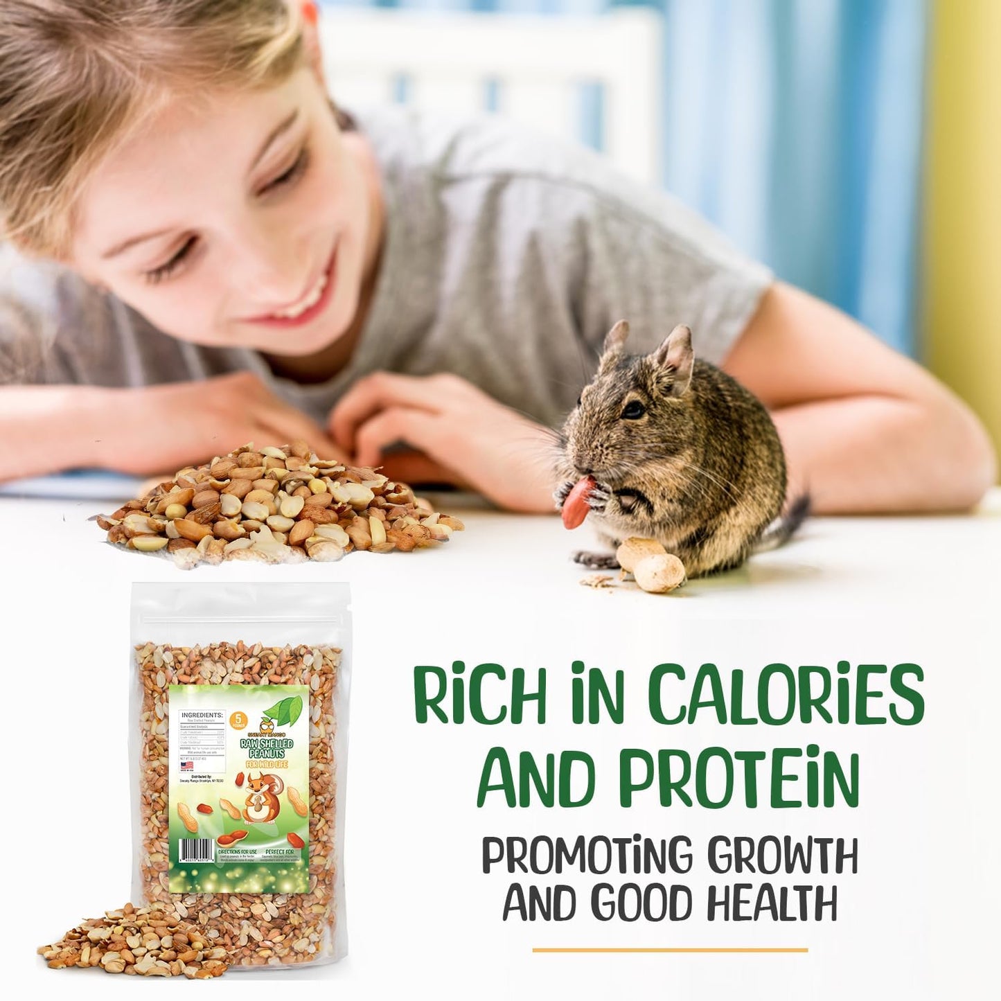 Premium Quality Raw Out of Shell Peanuts - 8 Pound - Shelled Peanuts for Birds – Wildlife Quality - Food for Squirrels, Deer, Birds, and Other Wildlife Animals – Grown in The USA