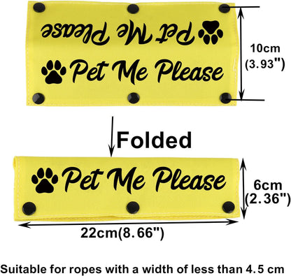 Funny Dog Leash Sleeve Pet Me Please Dog Leash Wrap Wrap Alert Hanging ID Patch Tag Pet Birthday Gift(Pet Me Please) (Pet Me Please-YE Sleeve)