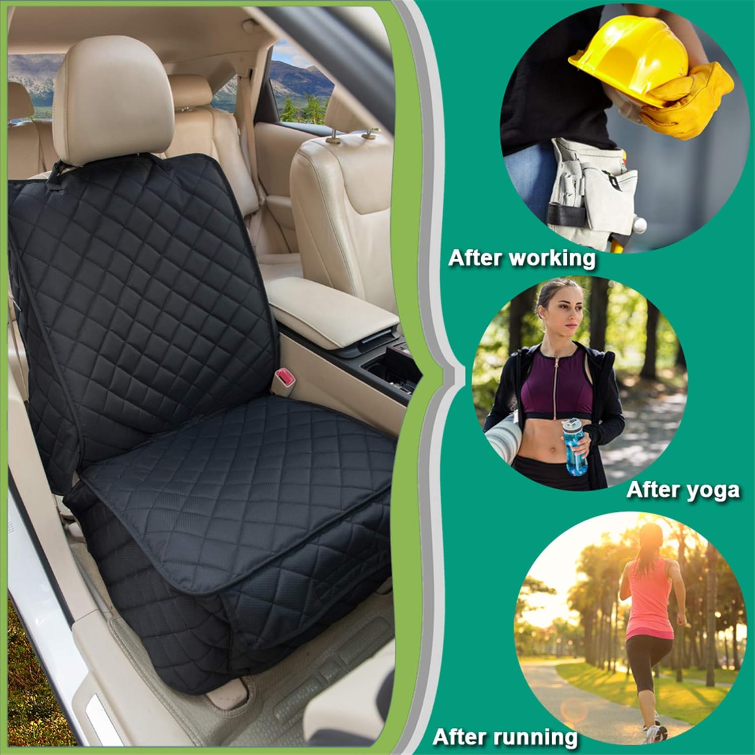 Waterproof Front Seat Cover Dog Car Seat Covers Nonslip and Full Protection with Side Flaps Fits Most Cars, Trucks, SUVs(Black, 1Pack) - Pawvie