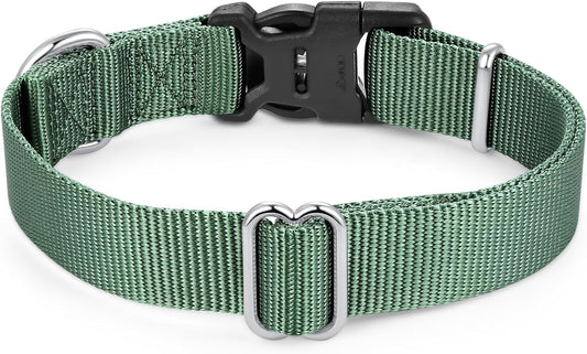 Mikivery Nylon Dog Collar with Quick Release Buckle Soft Adjustable Sturdy for Small Medium Large Dogs Emerald,L