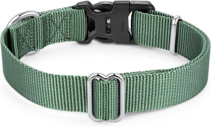 Mikivery Nylon Dog Collar with Quick Release Buckle Soft Adjustable Sturdy for Small Medium Large Dogs Emerald,M