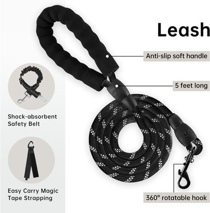 IVY&LANE No Pull Dog Harness with Leash Set, Reflective No Choke Pet Vest,Adjustable Oxford Dog Vest Harness with Easy Control Handle for Medium Dogs (Vintage Blue,M)