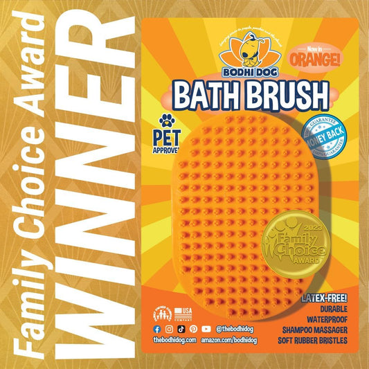 Bodhi Dog Shampoo Brush - Pet Grooming & Bath Supplies for Dogs and Cats - Bath Brush for Long & Short Hair - Premium Scrubber for Shower, Bathing & Massage (One Pack, Orange)