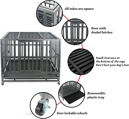 37Inch Heavy Duty Dog Cage Kennel Strong Metal Dog Cage
