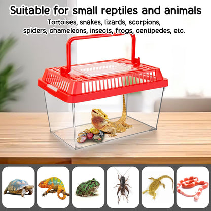 12Pcs Plastic Reptile Terrariums Carrier Cage, Tarantula Enclosure Snake Breeding Box Hatching Container Transparent Fish Tank Turtle Aquarium with Random Color Lid for Shrimp, S(5.9" x 3.5" x 4.3")