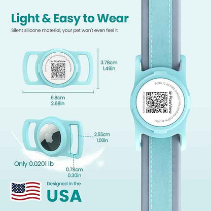 for AirTag Holder Dog Collar, Smart QR Code Holder for Cats and Dogs, for AirTag Protective Cases - Scan Alert, Instant Location, Pet Online Profile, Contacts Info (1Pack,Robin's Egg Blue)