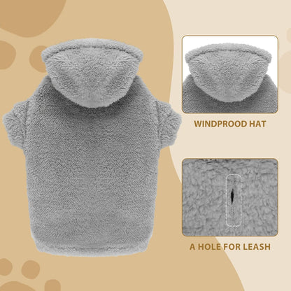 Fuzzy Dog Sweaters for Medium Dogs Dog Hoodie Sweater Clothes Warm Soft Cozy Pet Coats Hooded Sweatshirt Medium Pet Hoodie(Grey-M)