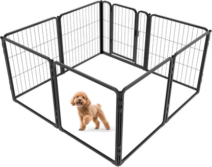 FXW Homeplus Unleashed Indoor Dog Playpen - Stress-Free and Safe Play, Heavy Duty 24 Inch 4 Acrylic Panels + 4 Wire Panels Dog Pen for Puppy and Small Dogs, Black│Patented