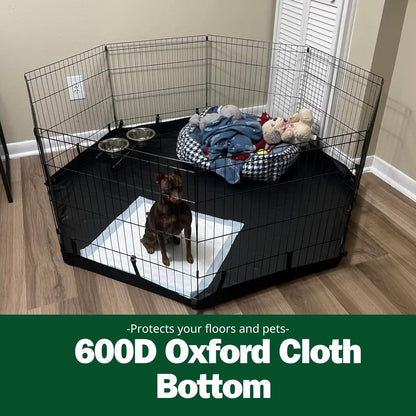 PJYuCien Dog Playpen, 8 Panels 36’’H Dog Pens Indoor with Bottom Pad, Metal Foldable Pet Puppy Exercise Fence Crate Kennel, Better for Medium Animals,Black