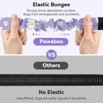 Pawaboo 2Pack Dog Seatbelt for Car, 3-in-1 Dog Car Seat Belt Bungee, Dogs Tether for Cars with Buckle & Hook Latch, Adjustable Reflective Dogs Cars Harness Leash with 360° Lockable Buckle,Light Purple
