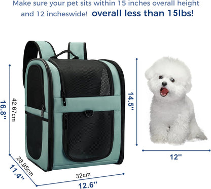 Apollo Walker Dog & Cat Carrier Backpack for 4-15lb Pets - Ventilated Safe Design with Padded Back Support, Breathable Mesh Pet Backpack for Hiking, Travel, Outdoor (Blue)