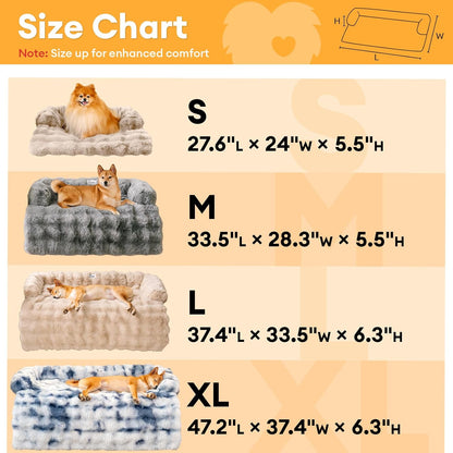 FUNNY FUZZY Pet Fluffy Fuzzy Calming Dog Couch Bed Sofa Protector Washable Pets Mat for Large Medium Small Dogs and Cats (Tie-dye Grey,37.4 × 33.46 × 6.3 in)
