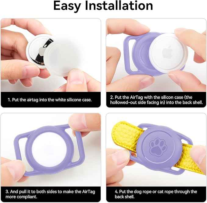 2 Pack for Airtag Dog Collar Holder,IPX8 Waterproof for air Tags-2 Pack,for Apple GPS Tracker Accessories丨Compatible with Apple AirTags丨Fits≤ 1.2" Width Collar for Dog cat Pets（Purple）