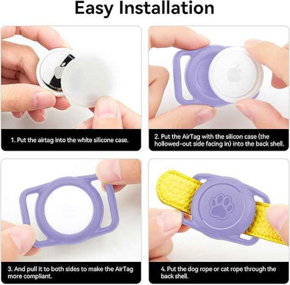 2 Pack for Airtag Dog Collar Holder,IPX8 Waterproof for air Tags-2 Pack,for Apple GPS Tracker Accessories丨Compatible with Apple AirTags丨Fits≤ 1.2" Width Collar for Dog cat Pets（Purple）
