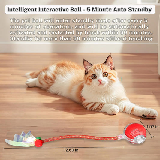 New Upgraded Cat Ball Toy - Speedy Tail 2.0 Cat Toy, Interactive Cat Toy Ball, Stimulating Toys and Juguetes para Gatos, Cat Toys for Bored Indoorļ¼Sound Switchableļ¼ (Blue)