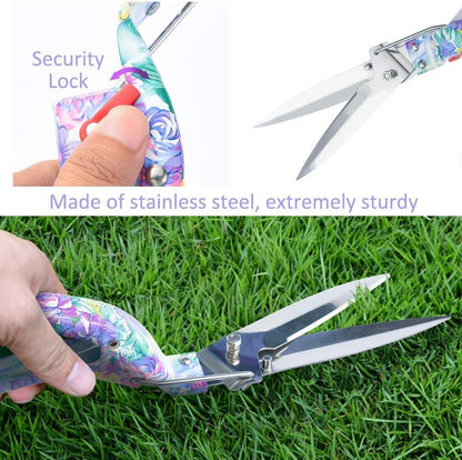 Garden Tools Set, 11 Pieces Gardening Gifts with Purple Floral Print, Ergonomic Handle, Trowel, Rake, Shovels, Pruner, Shears, Sprayer, Gloves, Garden Hand Tools with Carrying Case