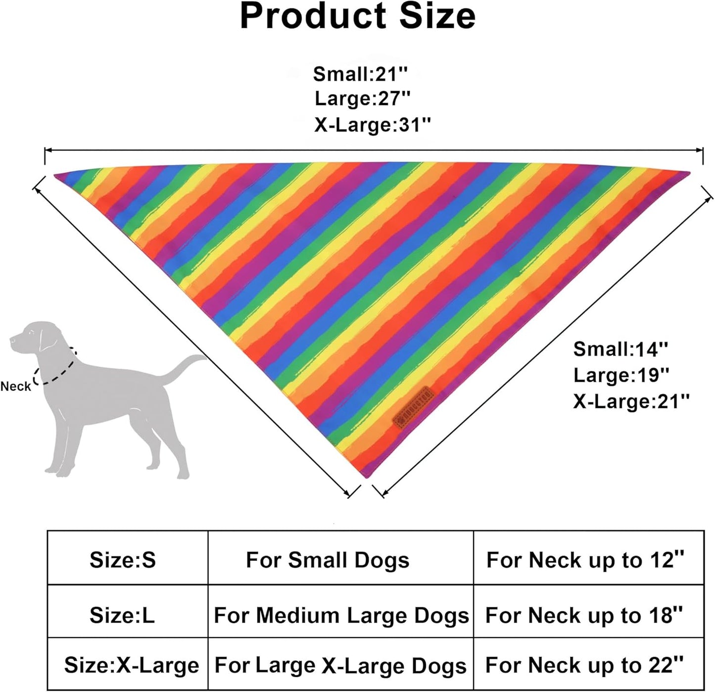 ADOGGYGO Rainbow Dog Bandana, Holiday Puppy Scarf, Adjustable Fit Colorful Rainbow Bandanas for Small Dogs Puppies (Small)