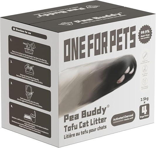 Pea Based Cat Litter, Dust Free Cat Litter, Low Tracking, and Natural Odor Control, Scented and Unscented (4 Pack (1 Case), Charcoal-Unscented)