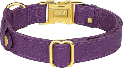 Leather Airtag Dog Collar - Soft Tracking Dog Collar with Apple AirTag Holder and Metal Buckle - Safety GPS Pet Collars for Small Medium Large Dogs Puppy Pink Red (Purple, L, 17"-21" Neck Fit)