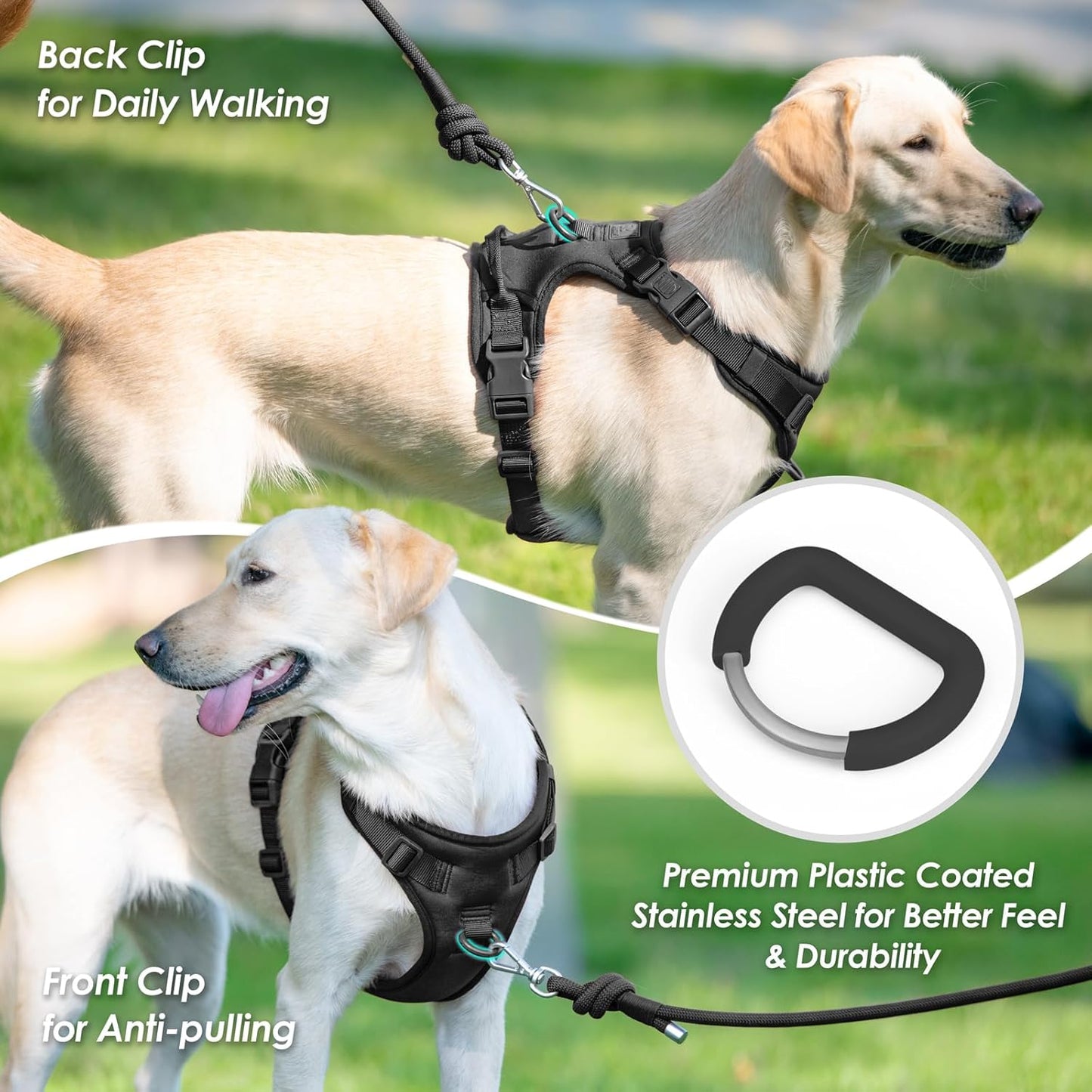 No Pull Dog Harness, Puppy Vest with Front Clip for Small Medium Large Sized Dog(Black,S)