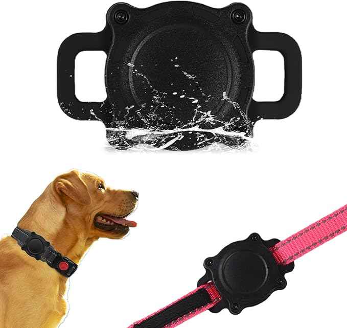 Compatible with Airtag Holder–IP68 Waterproof Silicone Anti-Lost Airtag Case for Pet Collars, High-Strength Elastic Silicone for Airtag Holder Fits Pet Collar, Small for 3/8"~5/8" Collar