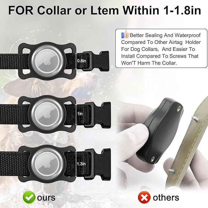 AirTag Holder Dog Collar - Waterproof Protective Apple Air Tag Tracker Cover for Medium to Large Dog Collar | Will Not Damage Your Collar,Perfect Way to GPS Track Your Dog
