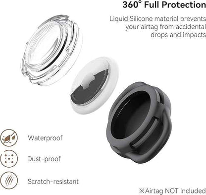 Waterproof Airtag Dog Collar Holder, Silicone & ABS Airtag Holder for Dog & Cat Collars, Ultra-Durable, Lightweight and Protective Airtag Case (Black & Pink, Small)