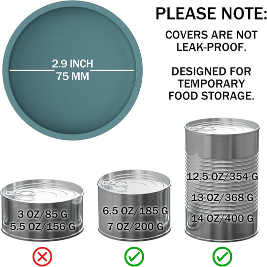 OHMO 2 Pack Pet Food Can Lids, (12.5-14oz) BPA Free Silicone Covers for Cat and Dog Food Cans, Dark&Light Blue