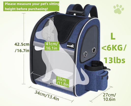 Pecute Pet Carrier Backpack, Cat Backpack Carrier, Expandable with Breathable Mesh for Small Dogs Cats Puppies, Dog Backpack Carrier for Hiking Travel Camping Outdoor, Hold Pets Up to 17 Lbs - Pawvie