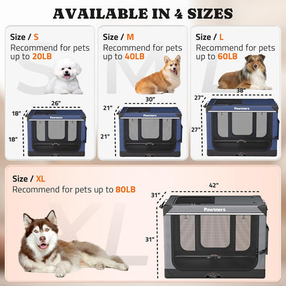 Collapsible Dog Crate: 42 Inch Foldable Soft Sided Dog Crate for Extra Large Dogs, Portable Dog Travel Kennel with Soft Mat for Indoors & Outdoors, Grey (42" L x 31" W x 31" H)