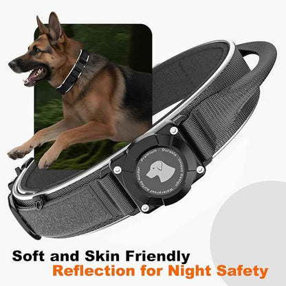 2025 New and Improved AirTag Dog Collar, Military Tactical Dog Collar with AirTag Holder - Adjustable Control Handle, Durable Metal Buckle, Comfortable GPS Dog Collars (M, Black)