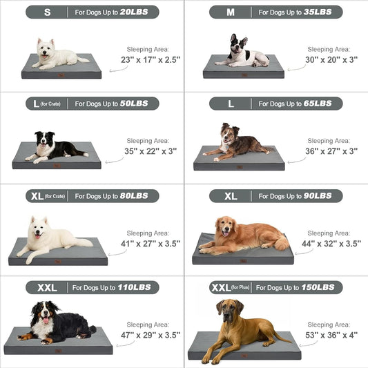 Outdoor Large Dog Bed, Waterproof Dog Bed for Large Dogs, Egg Crate Foam Pet Bed with Removable Washable Oxford Cooling Cover, Grey