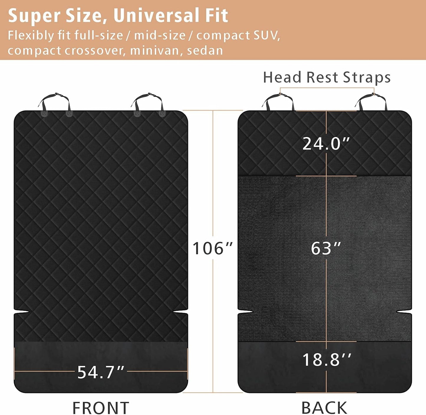 F-color SUV Cargo Liner for Dogs, Upgraded Extra Large Water Resistant Pet Cargo Cover Dog Seat Cover Mat for SUVs with Bumper Flap Protector, Non-Slip, Wear-Proof, Universal Fit, Black - Pawvie